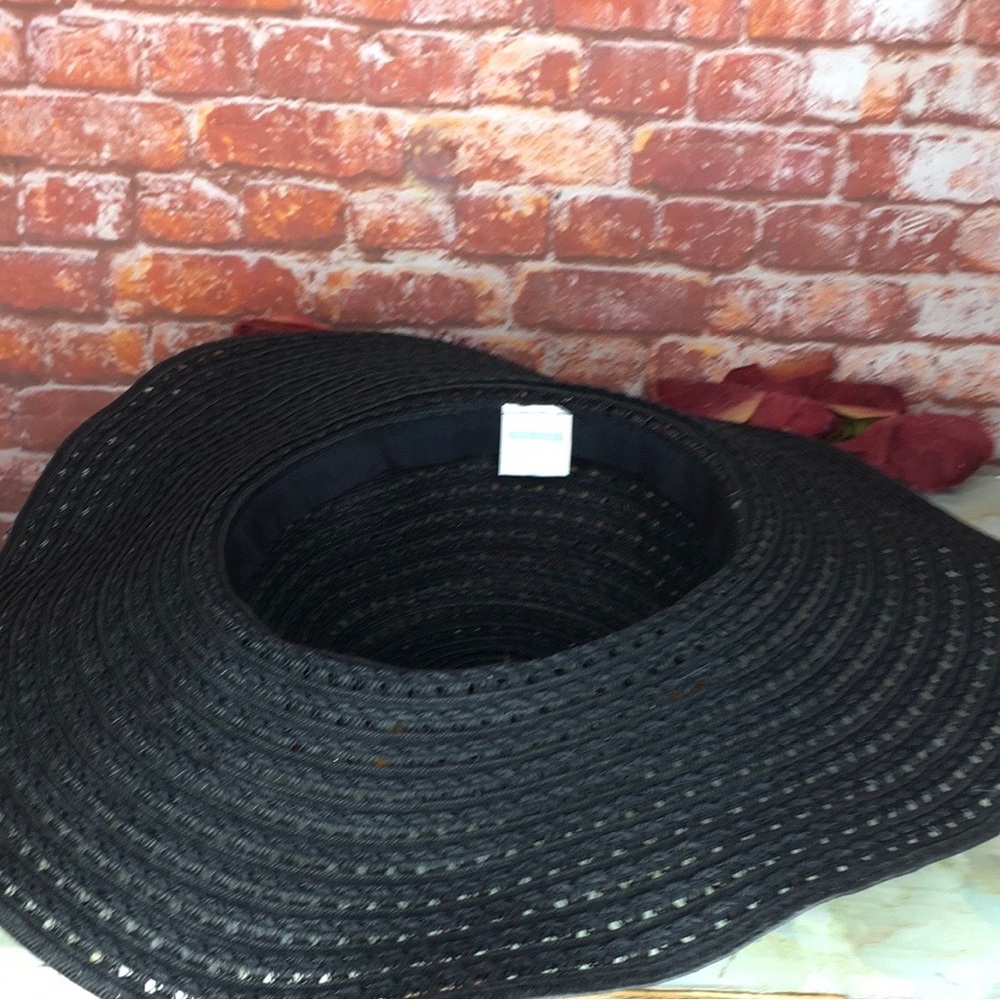 Strand Headware Black Oversized Amber Accented Floppy Beach Hat - Picture 8 of 9